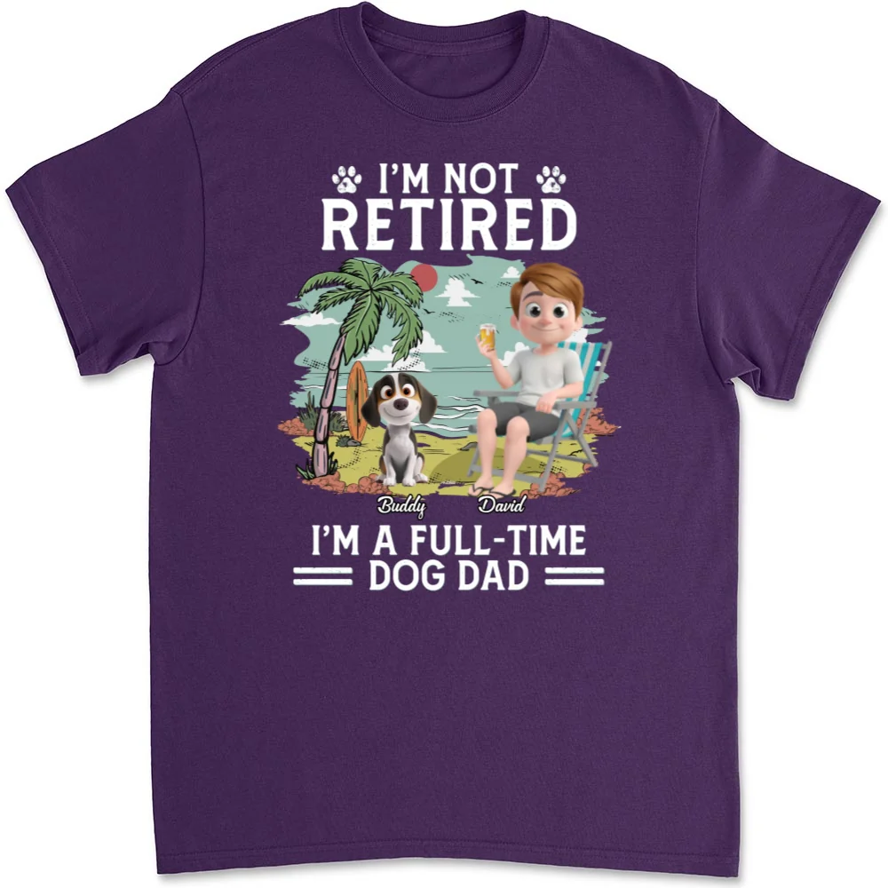 Full-Time Dog Mom Dad Cartoon Dark Version - Personalized Custom Unisex T-Shirt - Image 9