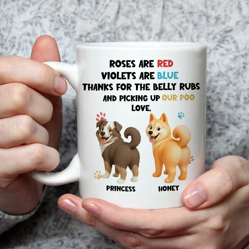 Funny Cartoon Red And Blue Dog - Personalized Custom Coffee Mug - Image 2
