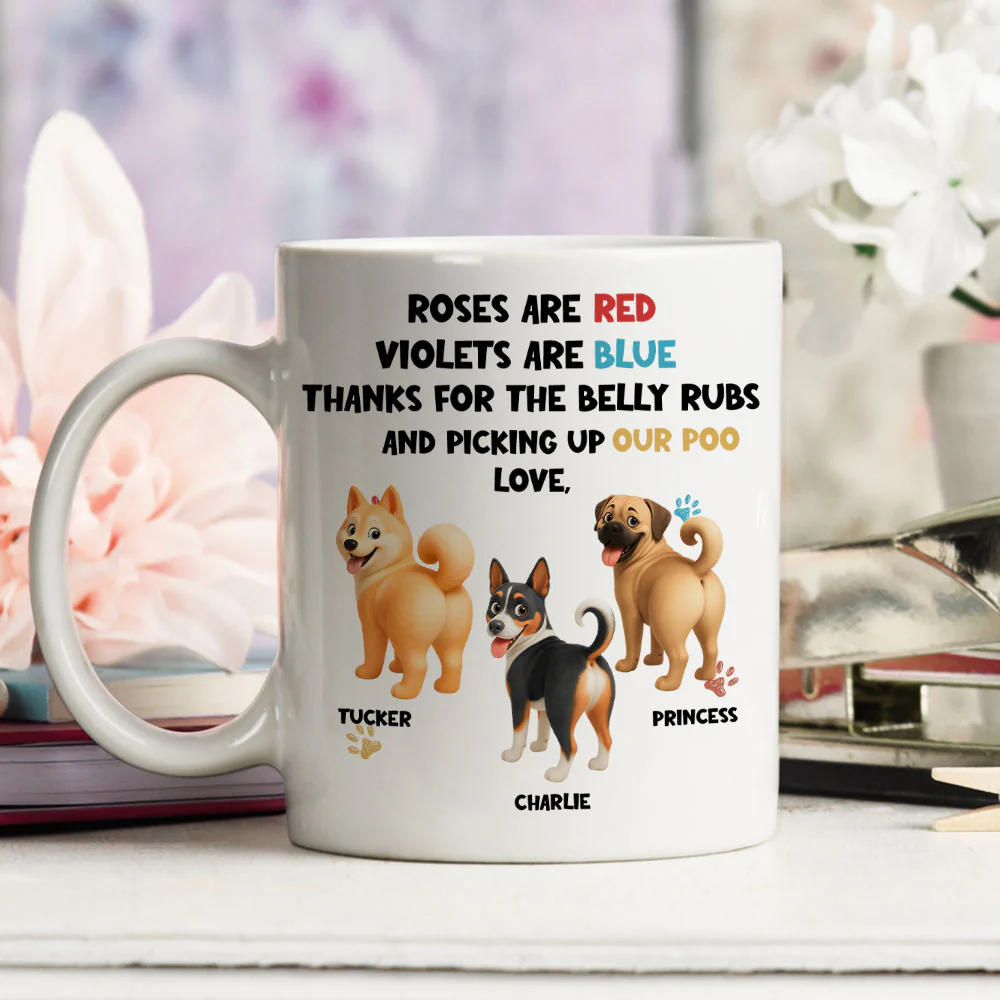 Funny Cartoon Red And Blue Dog - Personalized Custom Coffee Mug - Image 3