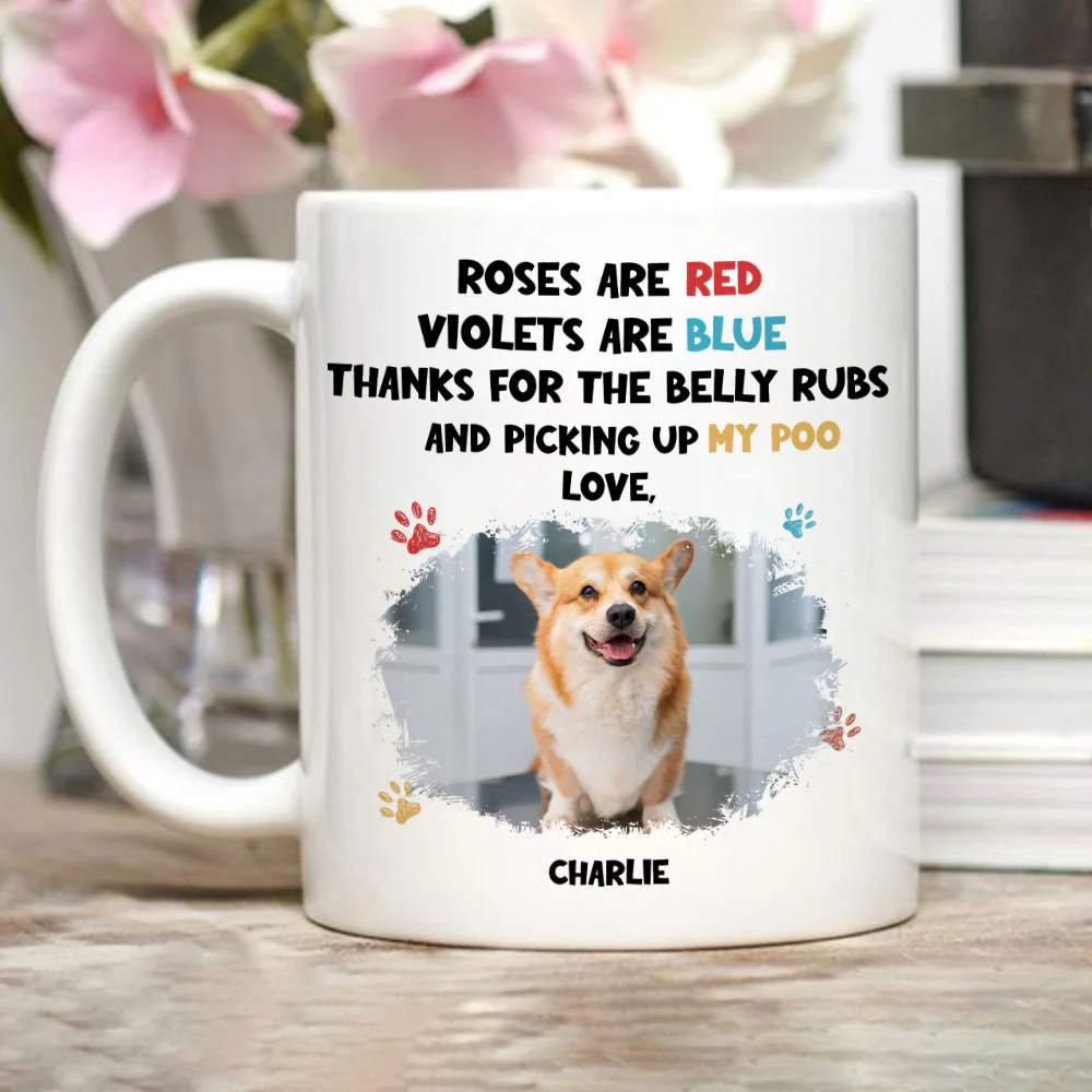 Funny Cartoon Red And Blue Dog Photo - Personalized Custom Coffee Mug - Image 2