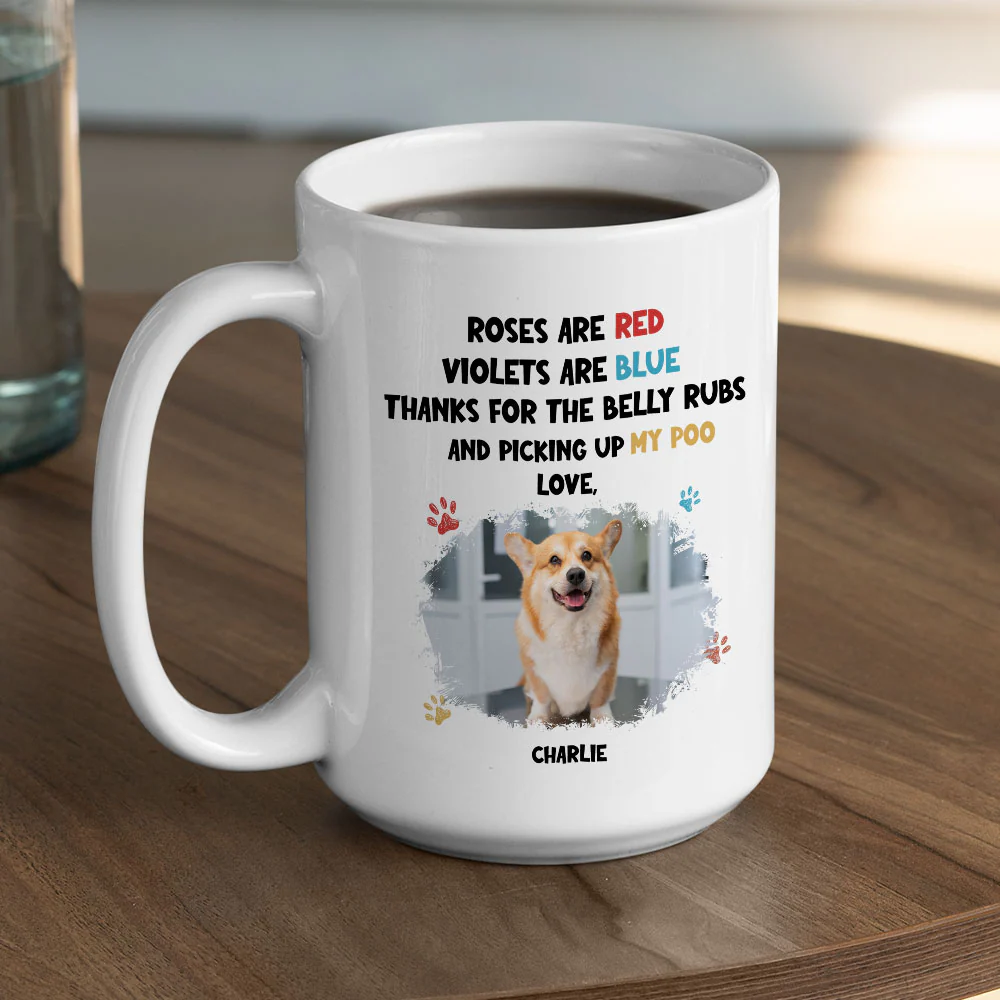 Funny Cartoon Red And Blue Dog Photo - Personalized Custom Coffee Mug - Image 3