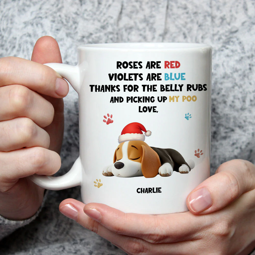 Funny Cartoon Red And Blue Dog Sleeping - Personalized Custom Coffee Mug - Image 2