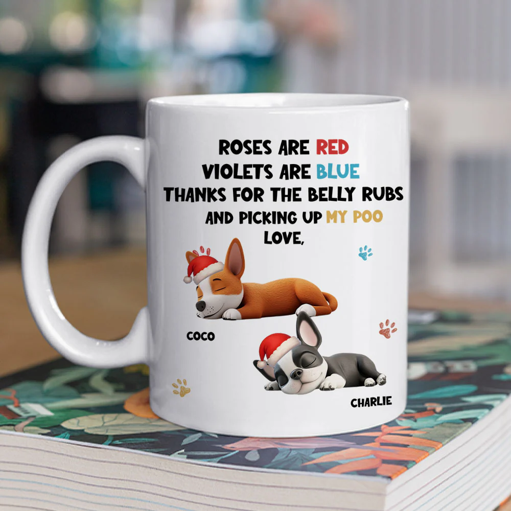 Funny Cartoon Red And Blue Dog Sleeping - Personalized Custom Coffee Mug - Image 3