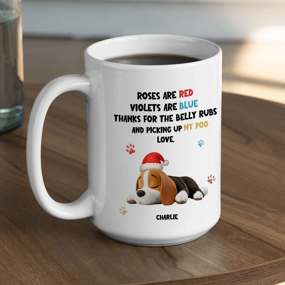 Funny Cartoon Red And Blue Dog Sleeping - Personalized Custom Coffee Mug - Image 4