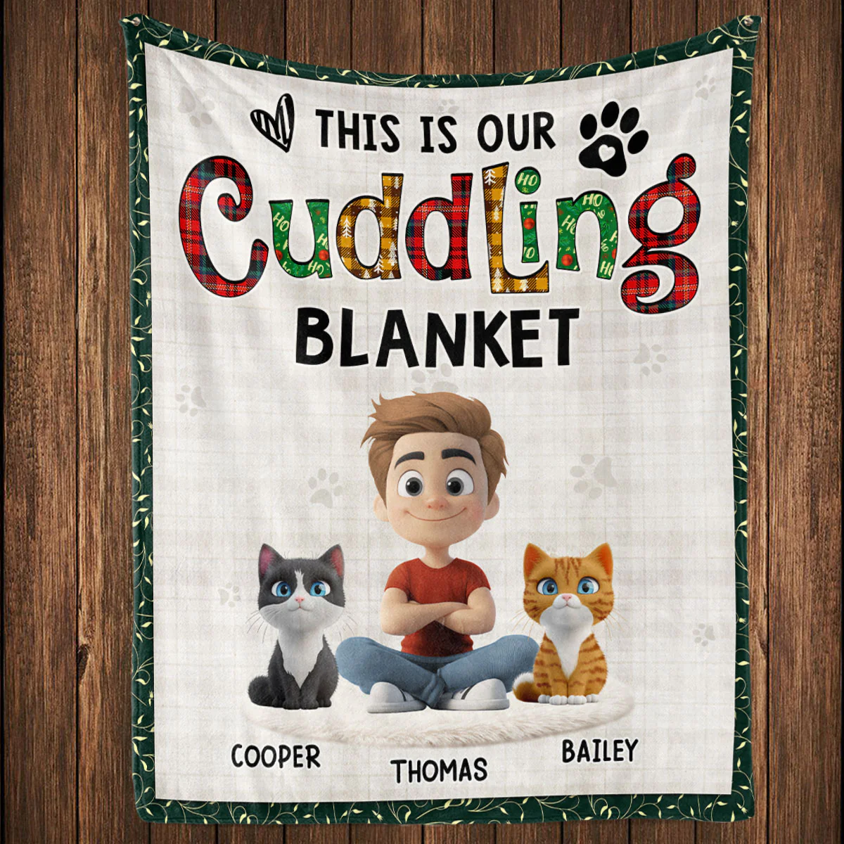 Funny Cuddle Human And Cat - Personalized Custom Fleece Blanket - Image 4