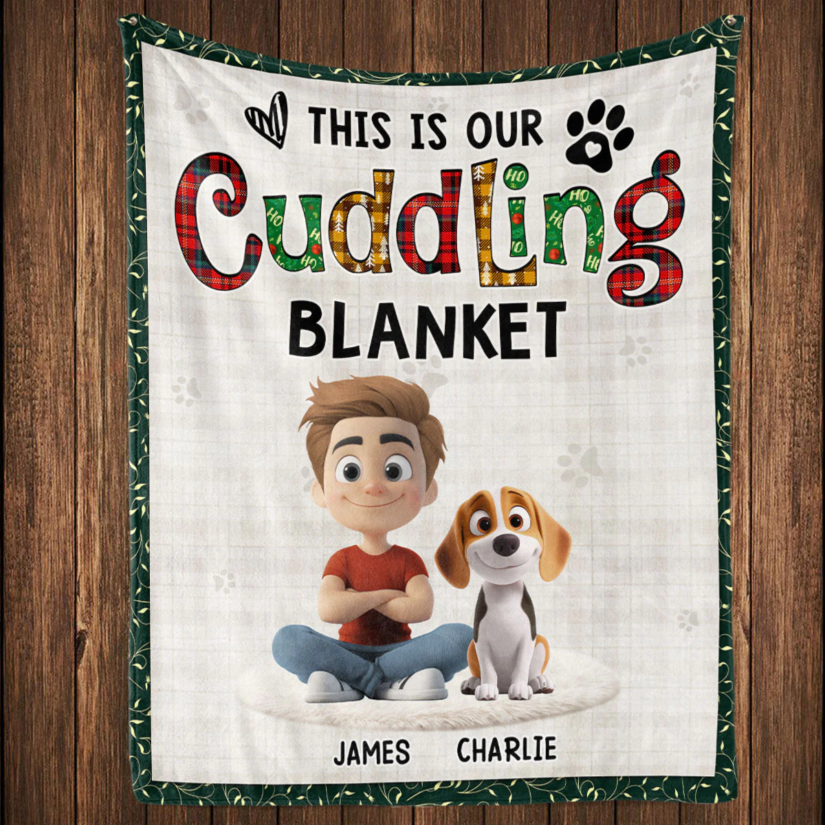 Funny Cuddle Human And Dog - Personalized Custom Fleece Blanket - Image 4