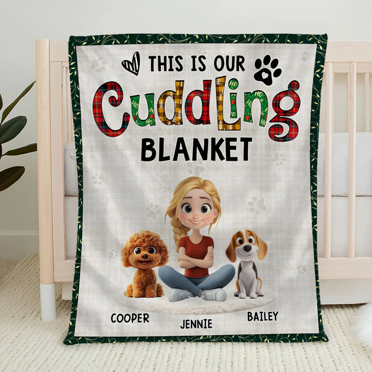 Funny Cuddle Human And Dog - Personalized Custom Fleece Blanket - Image 5
