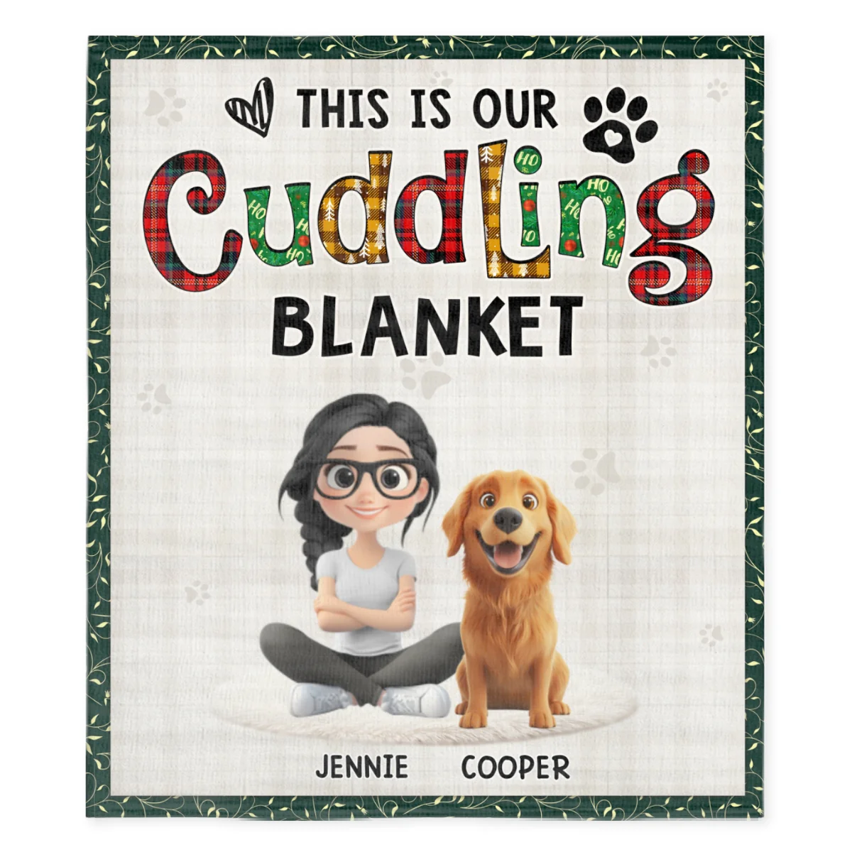 Funny Cuddle Human And Dog - Personalized Custom Fleece Blanket - Image 6