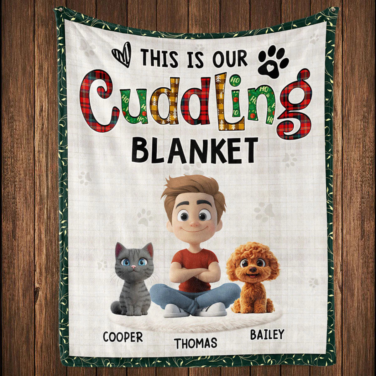 Funny Cuddle Human And Pet - Personalized Custom Fleece Blanket - Image 4