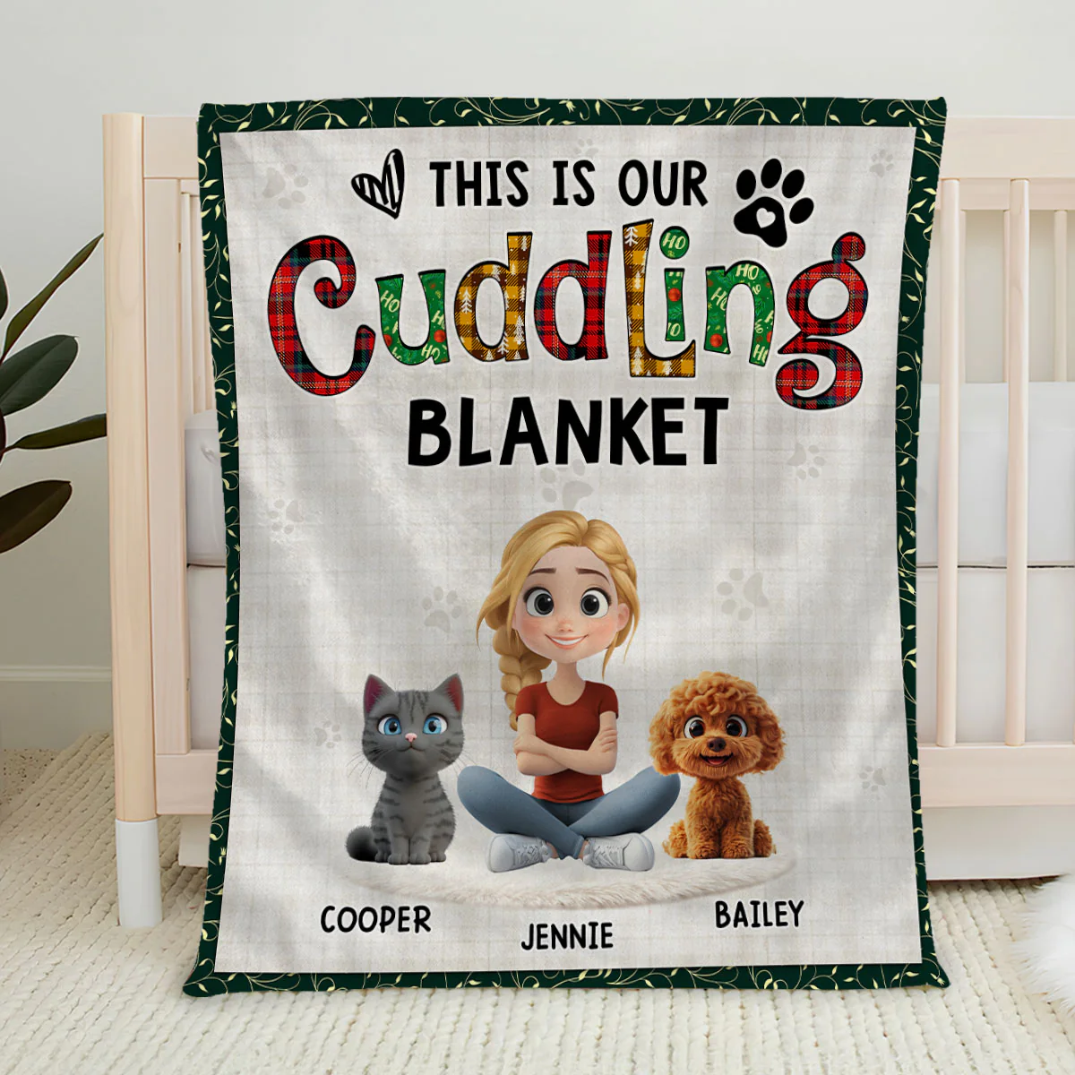Funny Cuddle Human And Pet - Personalized Custom Fleece Blanket - Image 5