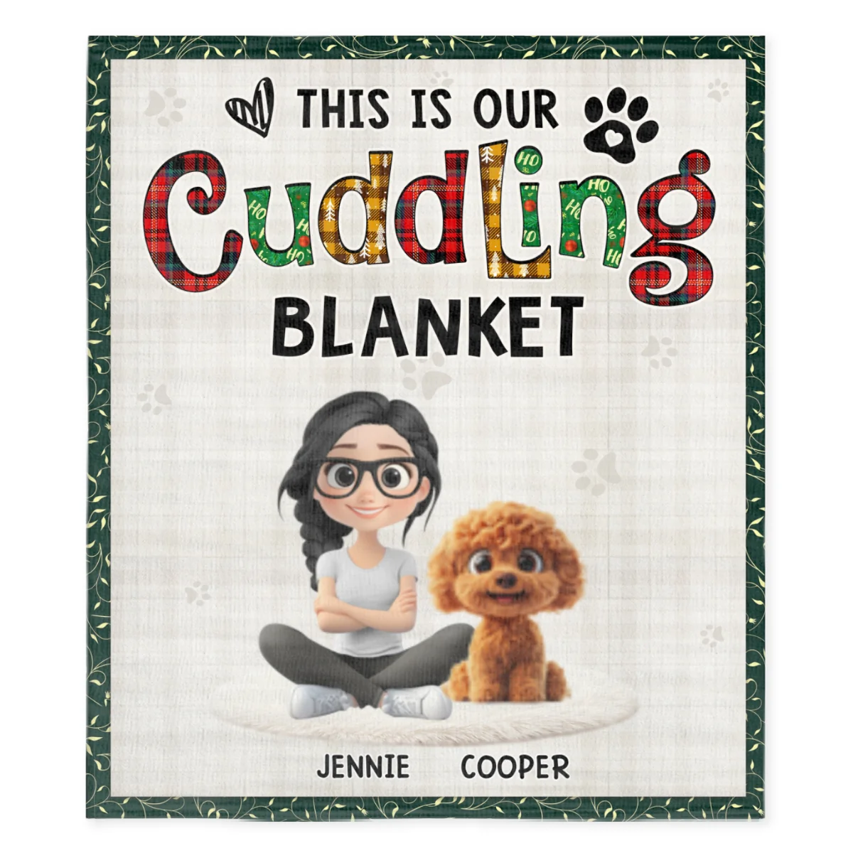 Funny Cuddle Human And Pet - Personalized Custom Fleece Blanket - Image 6