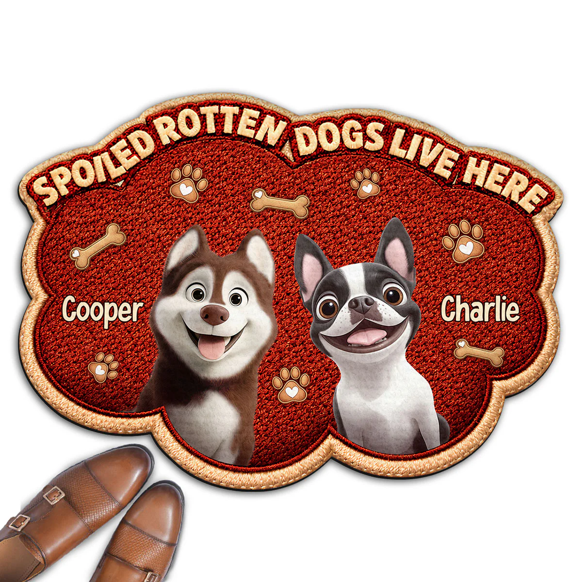 Funny Dog Live Here With Us - Personalized Custom Doormat