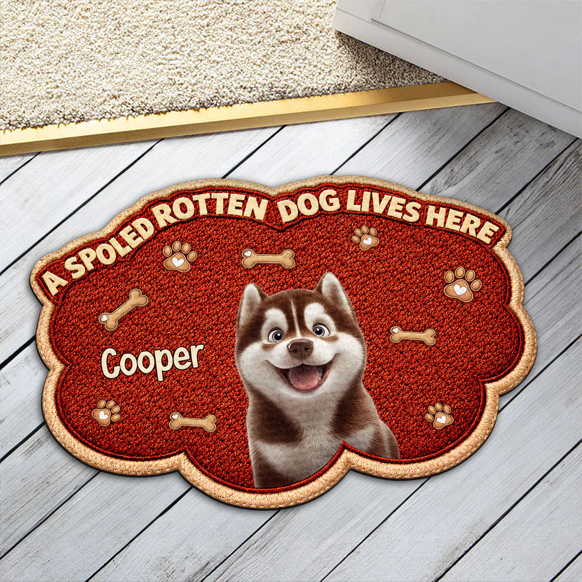 Funny Dog Live Here With Us - Personalized Custom Doormat - Image 3