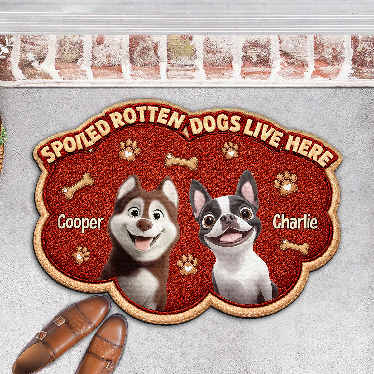 Funny Dog Live Here With Us - Personalized Custom Doormat - Image 4