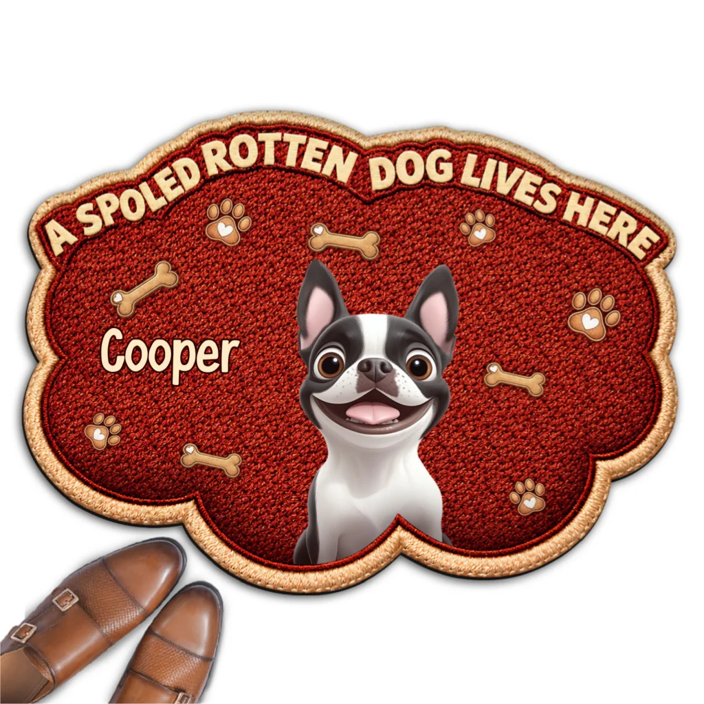 Funny Dog Live Here With Us - Personalized Custom Doormat - Image 6