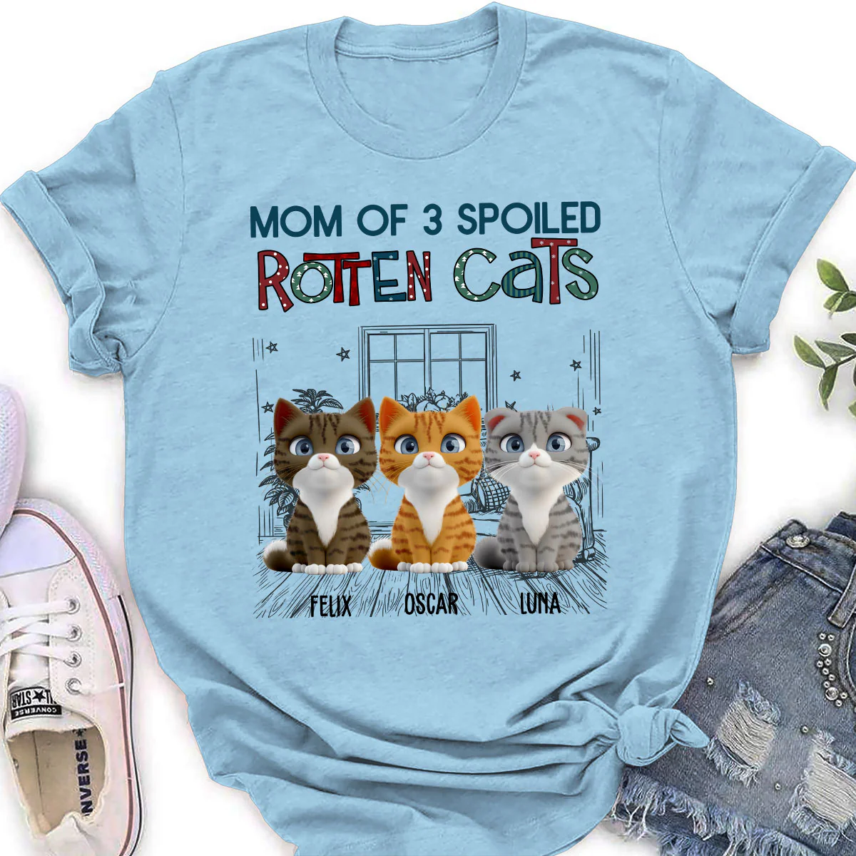 Funny Mom Cat Normal - Personalized Custom Women's T-Shirt - Image 4