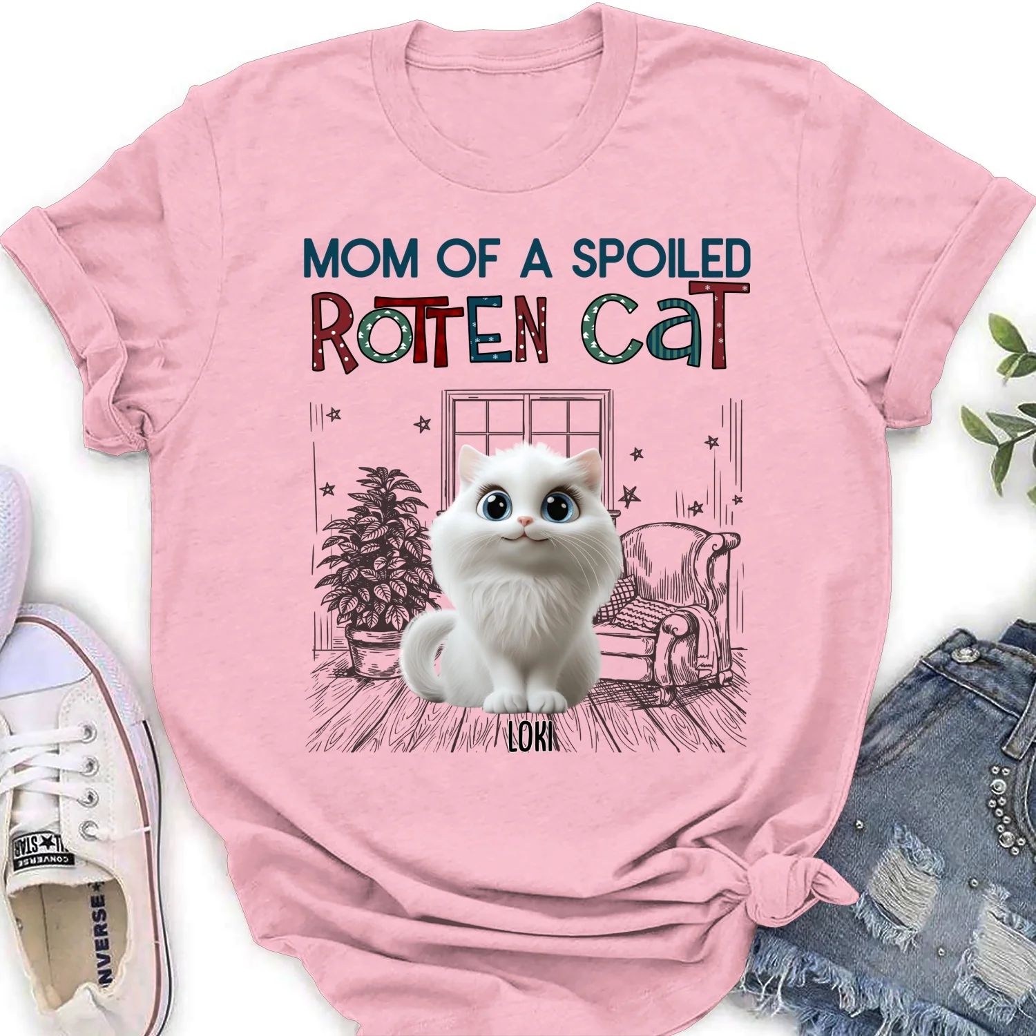 Funny Mom Cat Normal - Personalized Custom Women's T-Shirt - Image 7
