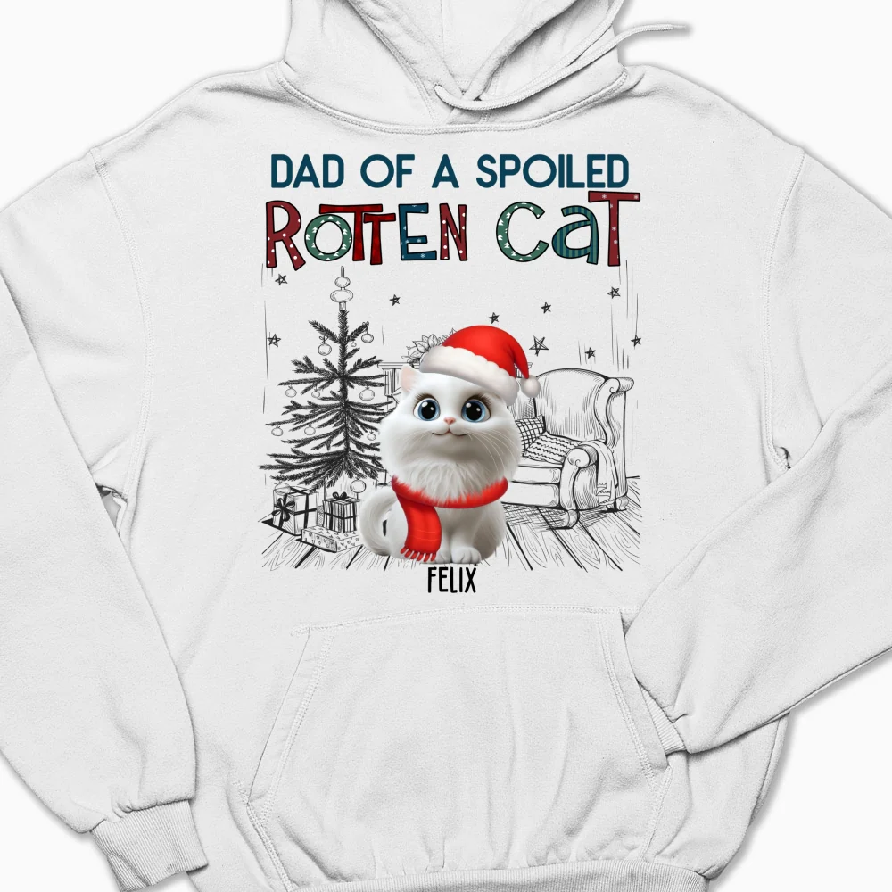 Funny Mom Dad Cat Christmas - Personalized Custom Hoodie - Image 4