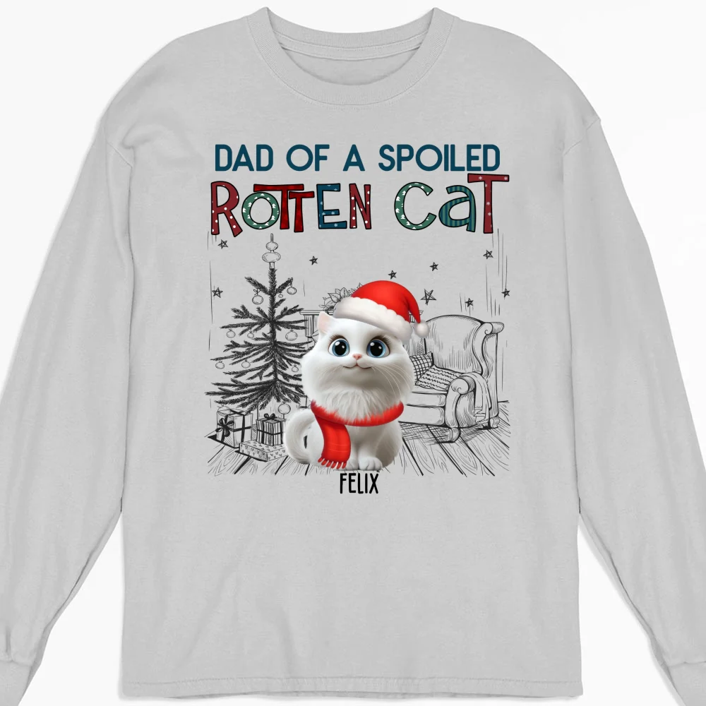 Funny Mom Dad Cat Christmas - Personalized Custom Long Sleeve T-Shirt - Image 4