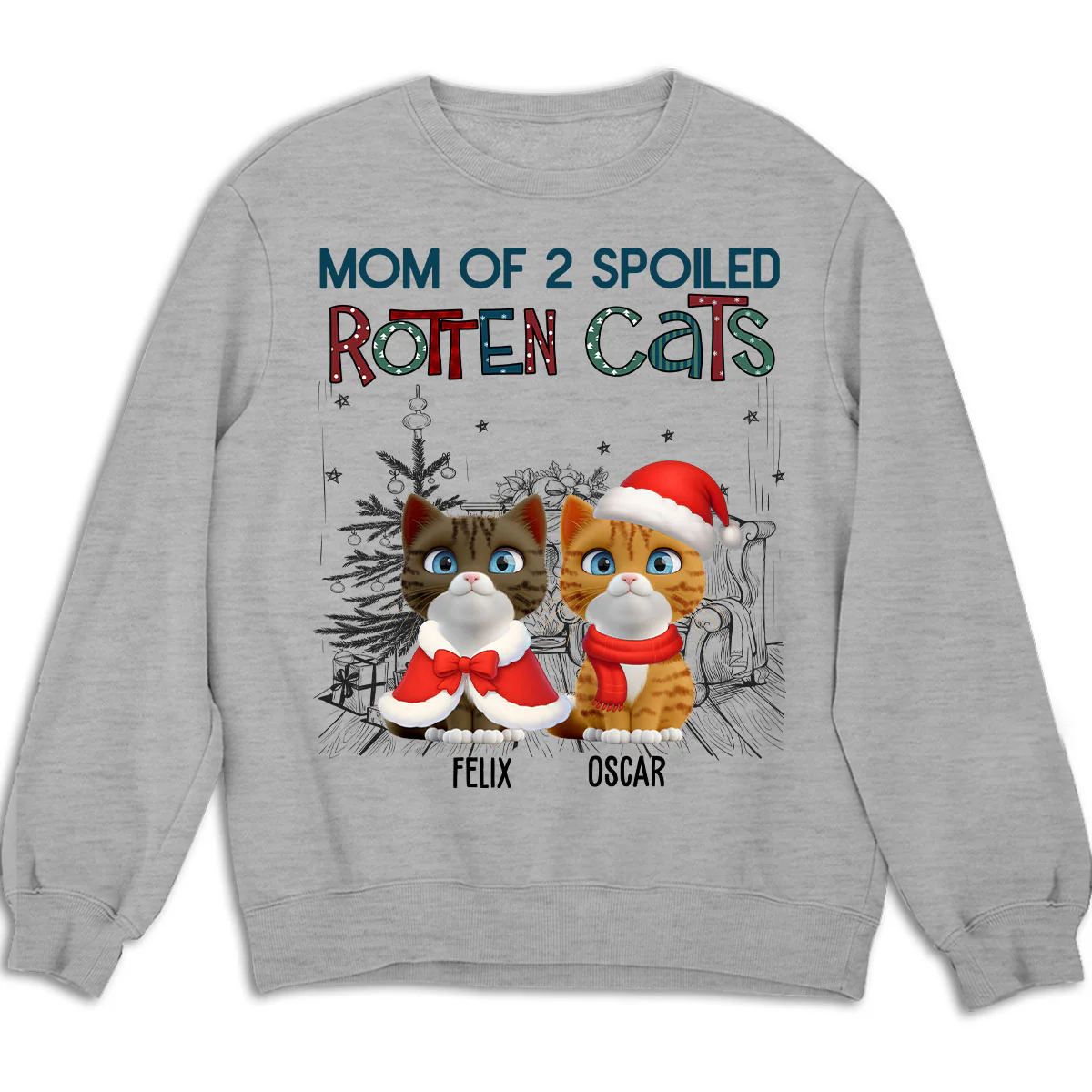 Funny Mom Dad Cat Christmas - Personalized Custom Sweatshirt