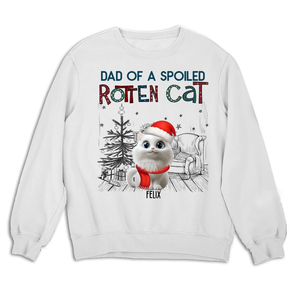 Funny Mom Dad Cat Christmas - Personalized Custom Sweatshirt - Image 4