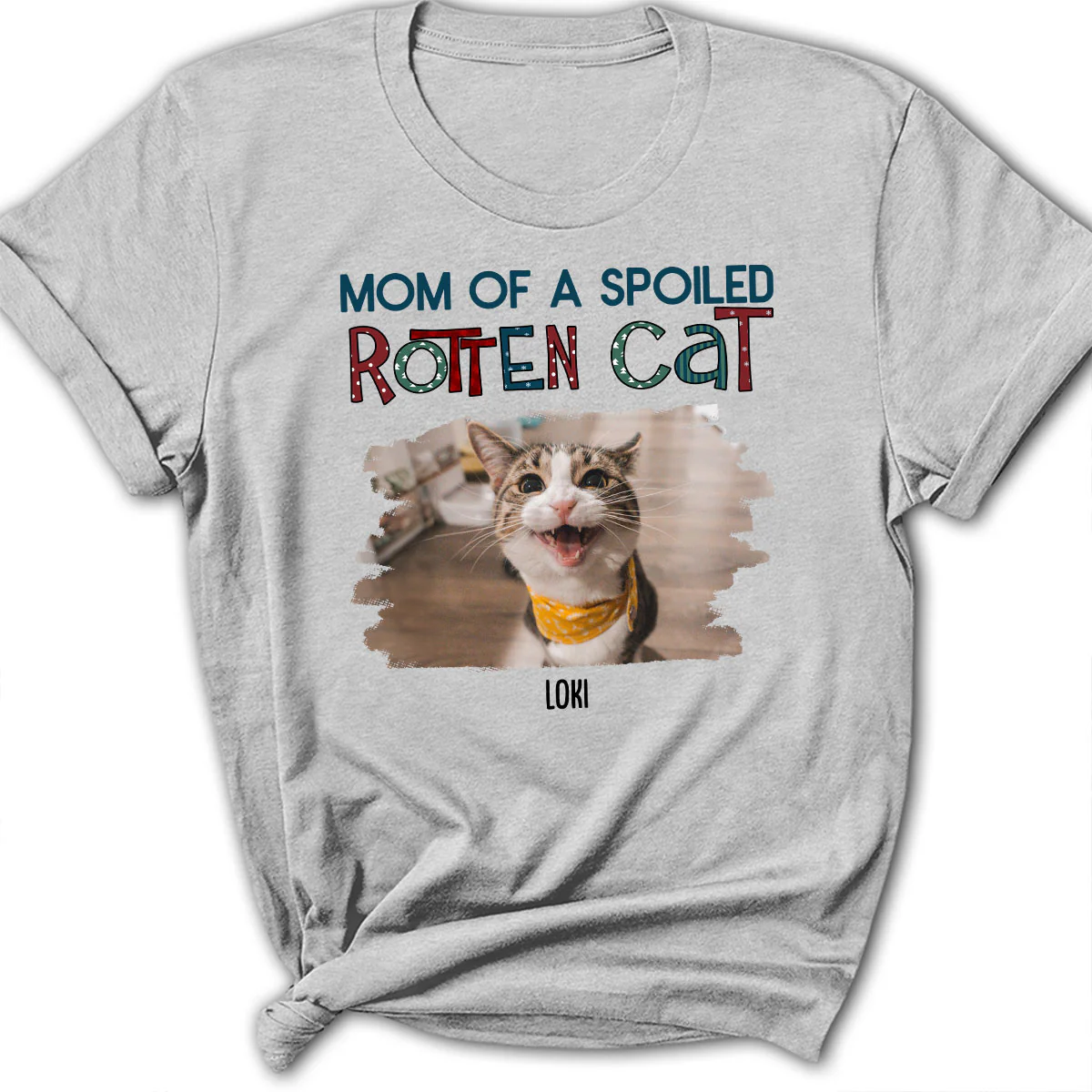 Funny Mom Dad Cat Christmas Photo - Personalized Custom Women T-Shirt