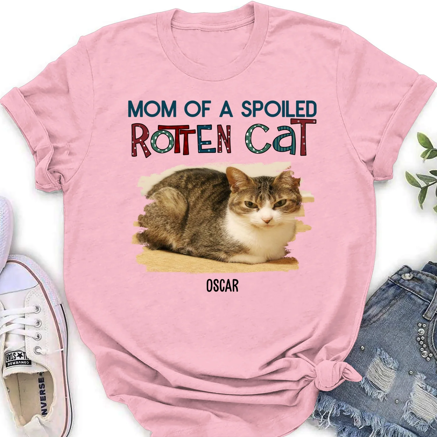 Funny Mom Dad Cat Christmas Photo - Personalized Custom Women T-Shirt - Image 6