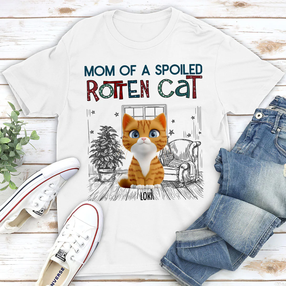 Funny Mom Dad Cat Normal - Personalized Custom Unisex T-shirt - Image 2
