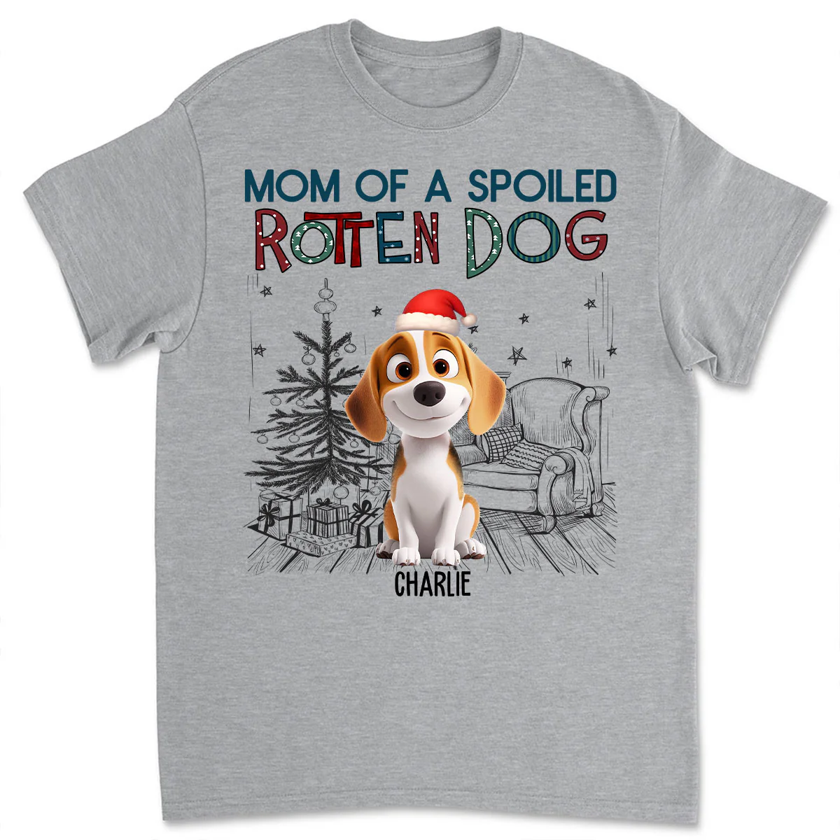 Funny Mom Dad Dog Christmas - Personalized Custom Unisex T-Shirt