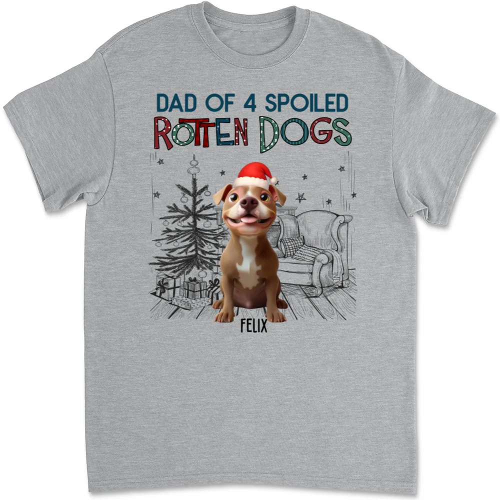 Funny Mom Dad Dog Christmas - Personalized Custom Unisex T-Shirt - Image 5