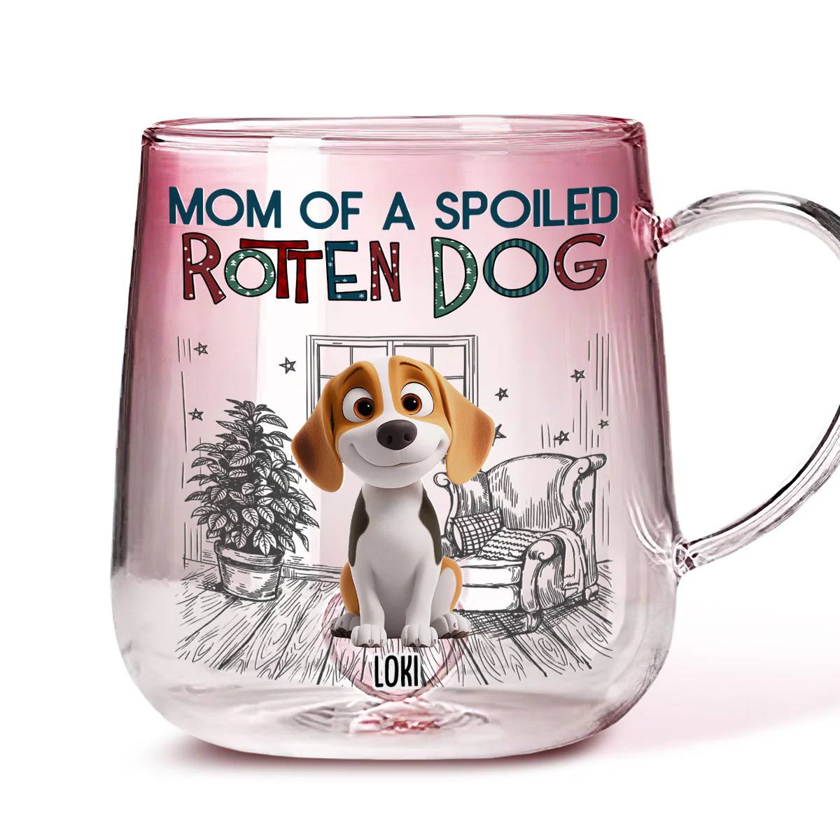 Funny Mom Dad Dog Normal - Personalized Custom Pink Gradient Glass Mug