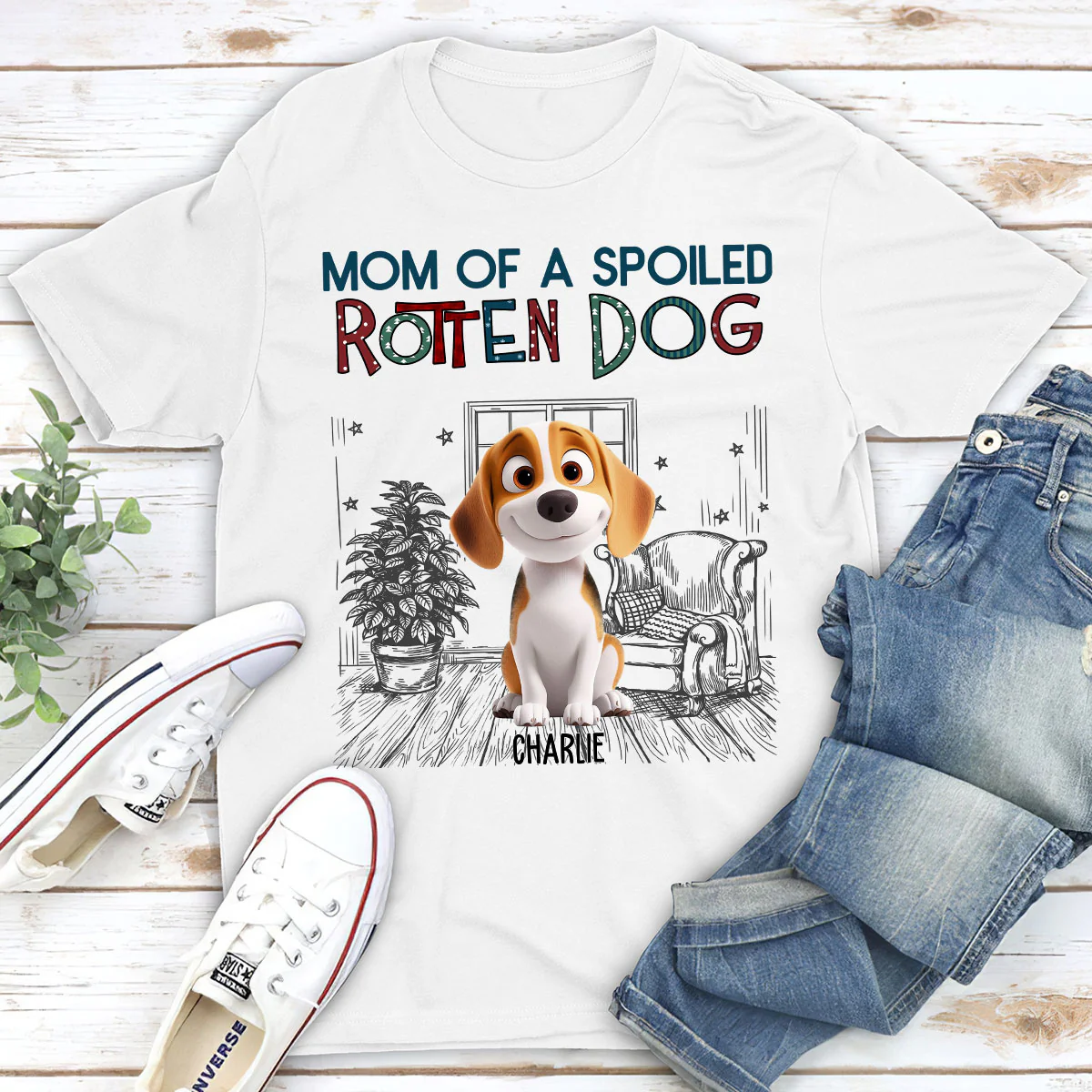 Funny Mom Dad Dog Normal - Personalized Custom Unisex T-Shirt - Image 2