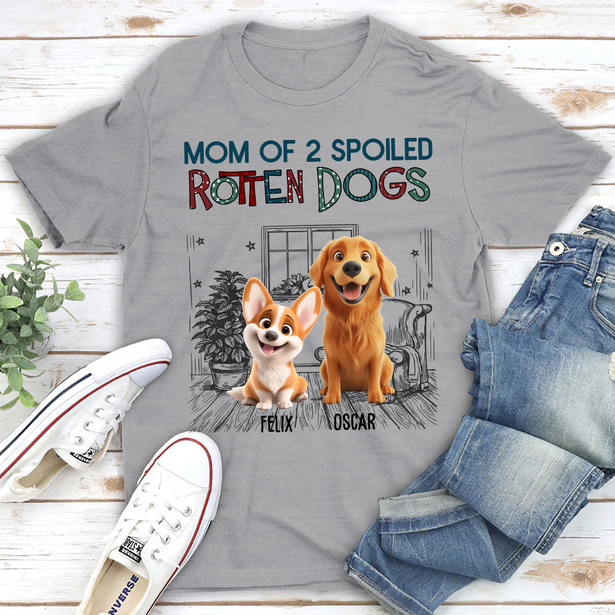 Funny Mom Dad Dog Normal - Personalized Custom Unisex T-Shirt - Image 3