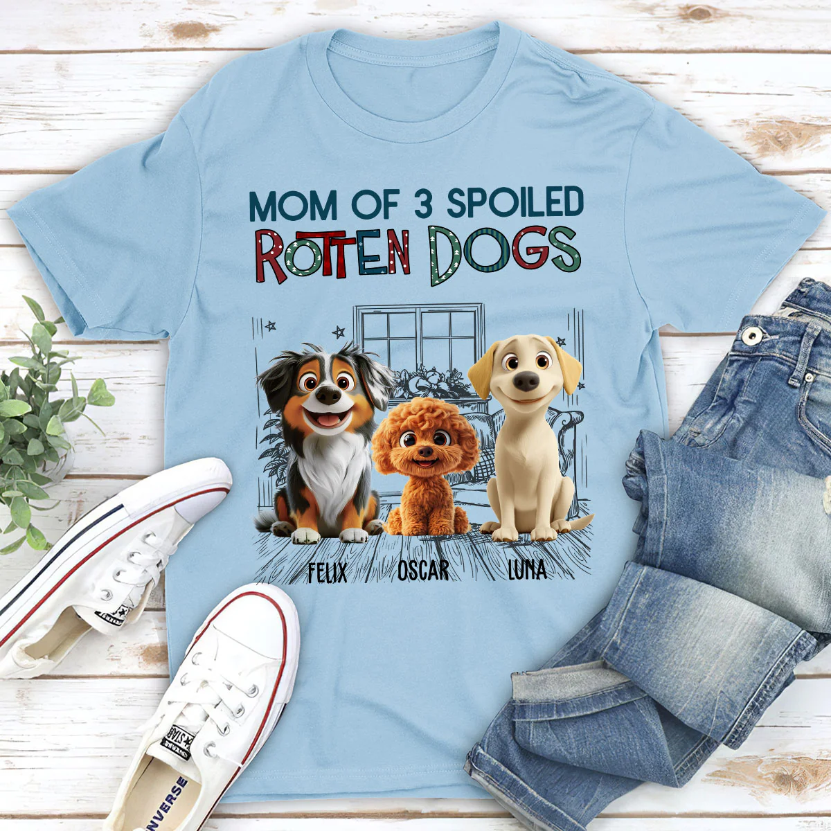 Funny Mom Dad Dog Normal - Personalized Custom Unisex T-Shirt - Image 4