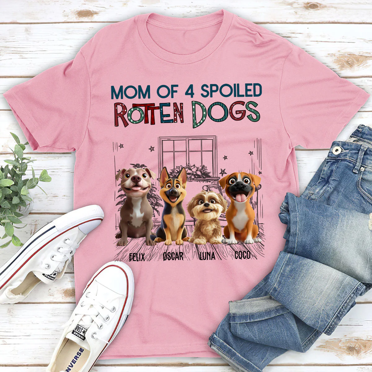 Funny Mom Dad Dog Normal - Personalized Custom Unisex T-Shirt - Image 5