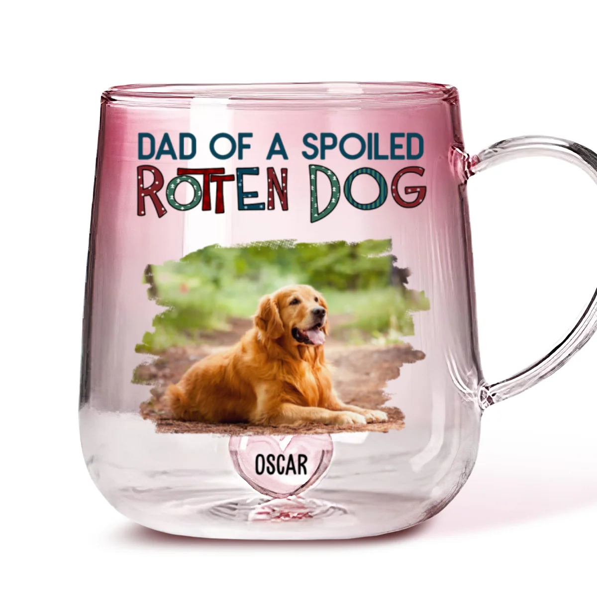 Funny Mom Dad Dog Normal Photo - Personalized Custom Pink Gradient Glass Mug - Image 3