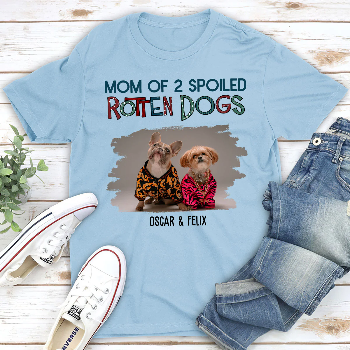 Funny Mom Dad Dog Normal Photo - Personalized Custom Unisex T-Shirt - Image 2