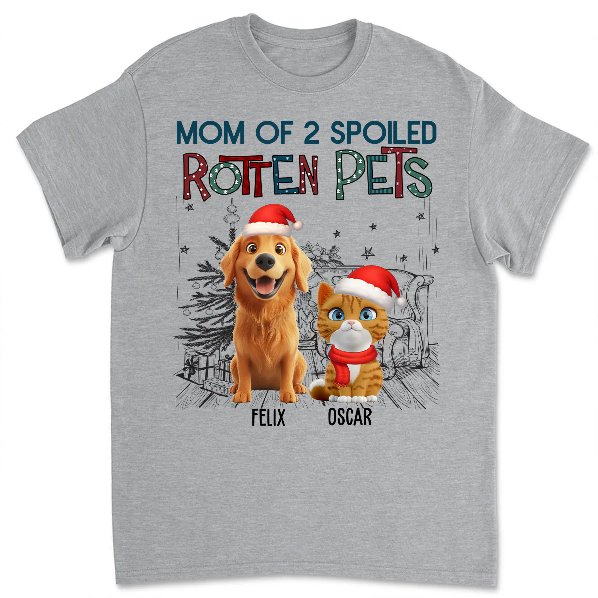 Funny Mom Dad Pet Christmas - Personalized Custom Unisex T-Shirt