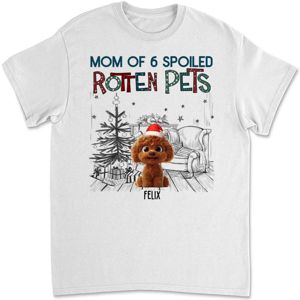 Funny Mom Dad Pet Christmas - Personalized Custom Unisex T-Shirt - Image 6