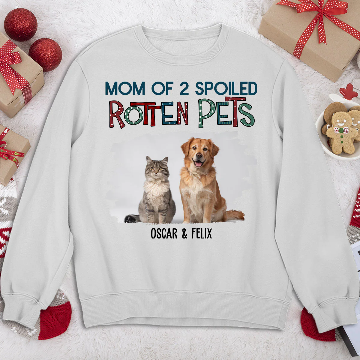 Funny Mom Dad Pet Christmas Photo - Personalized Custom Sweatshirt - Image 2