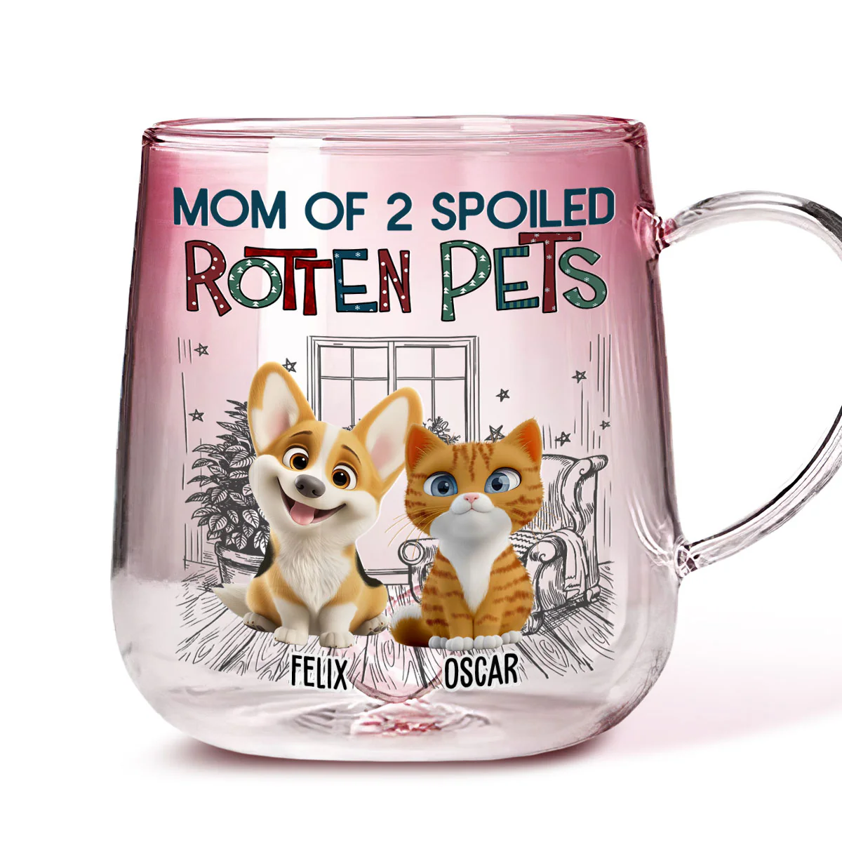 Funny Mom Dad Pet Normal - Personalized Custom Pink Gradient Glass Mug