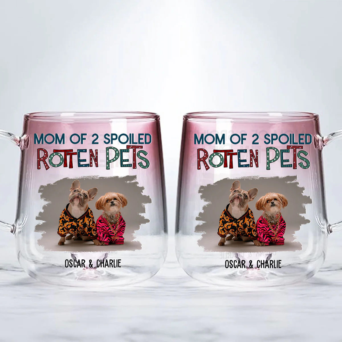 Funny Mom Dad Pet Normal Photo - Personalized Custom Pink Gradient Glass Mug