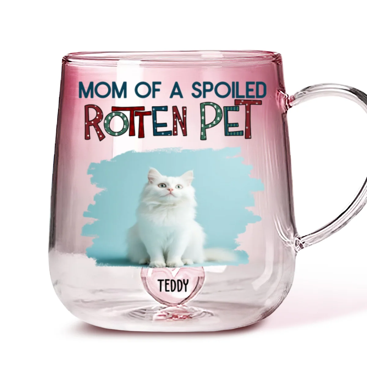 Funny Mom Dad Pet Normal Photo - Personalized Custom Pink Gradient Glass Mug - Image 3
