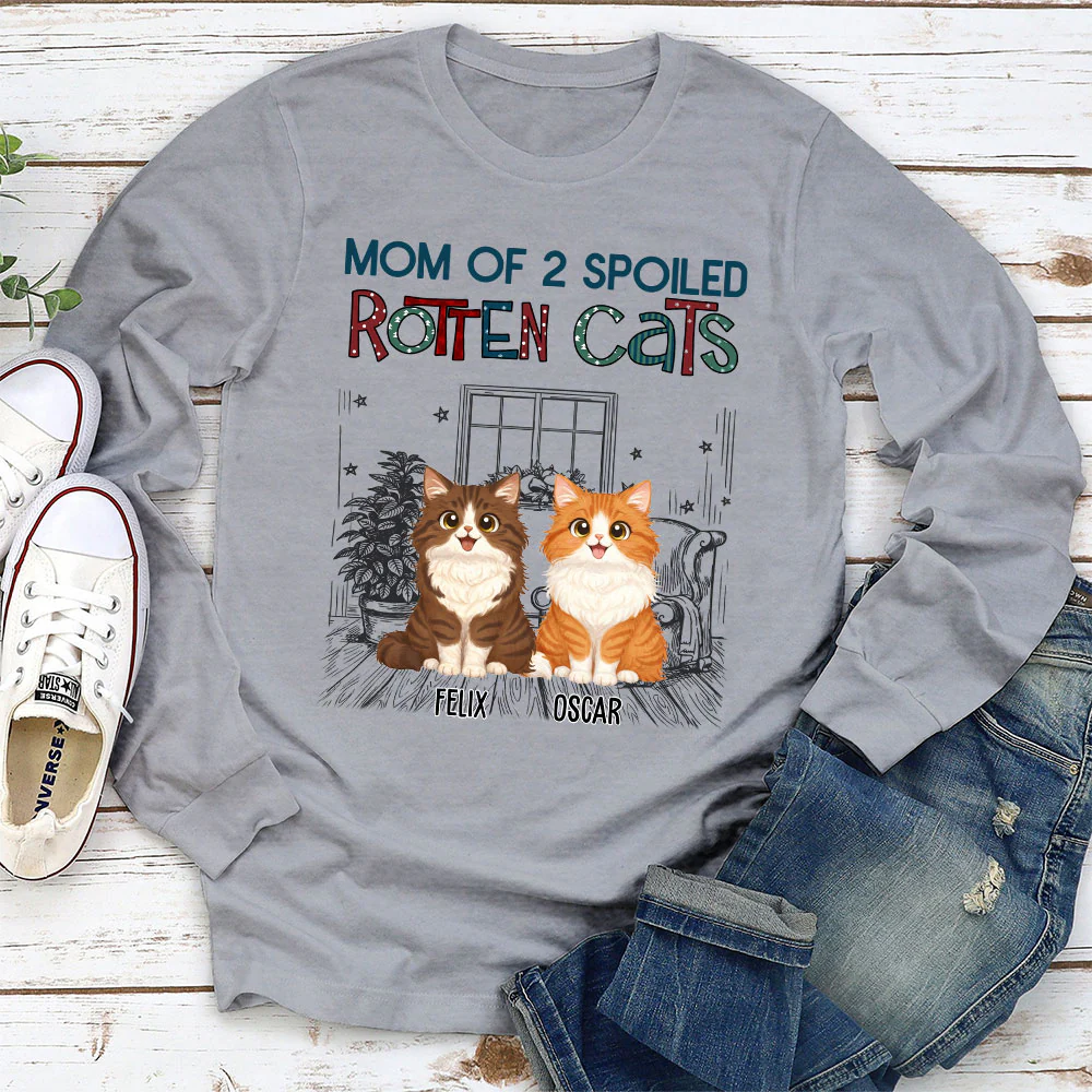 Funny Mom Dad Storybook Cat - Personalized Custom Long Sleeve T-Shirt - Image 3