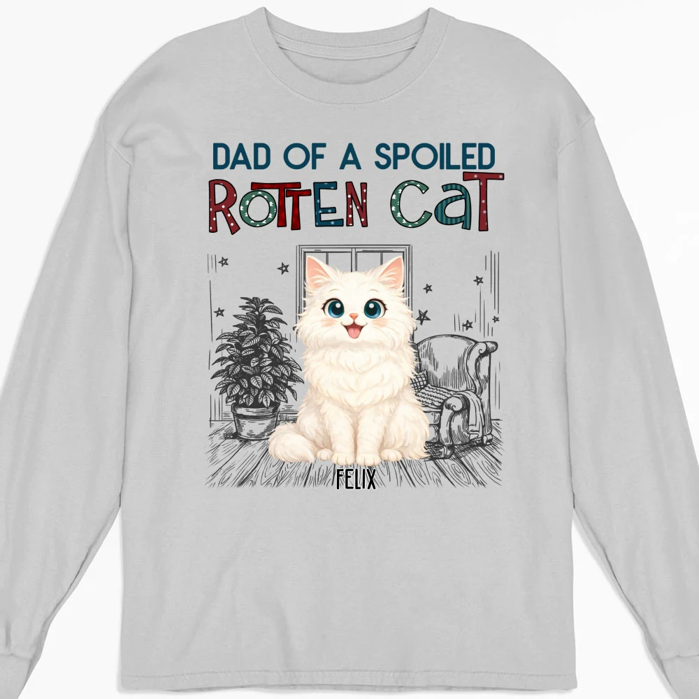 Funny Mom Dad Storybook Cat - Personalized Custom Long Sleeve T-Shirt - Image 4