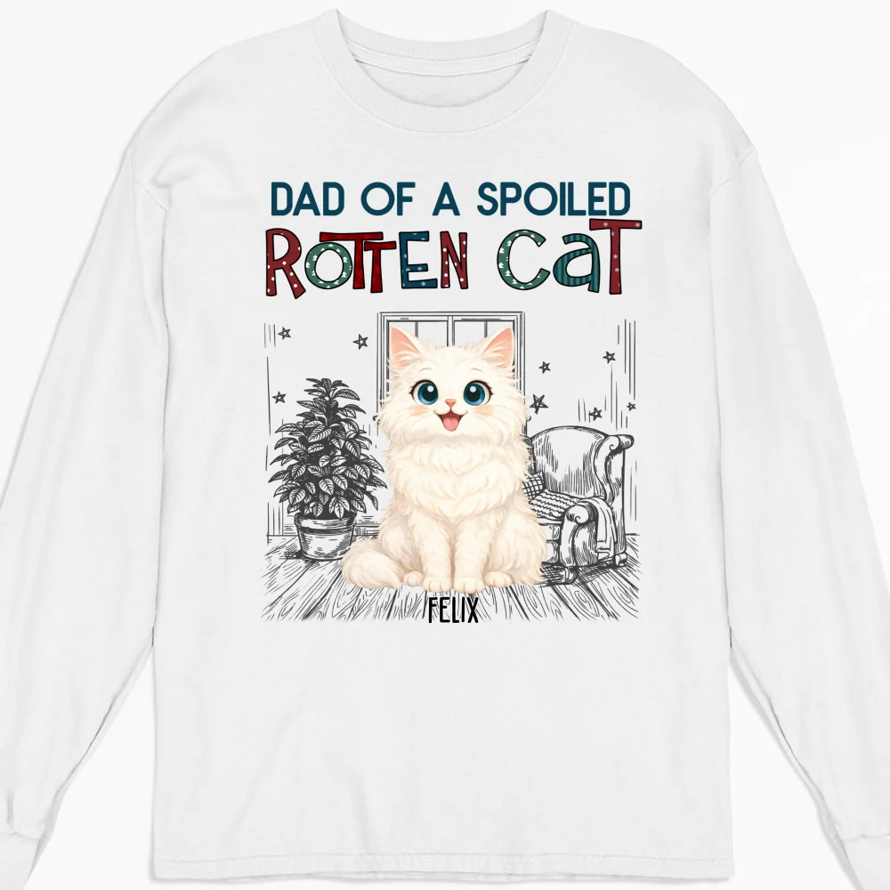 Funny Mom Dad Storybook Cat - Personalized Custom Long Sleeve T-Shirt - Image 5
