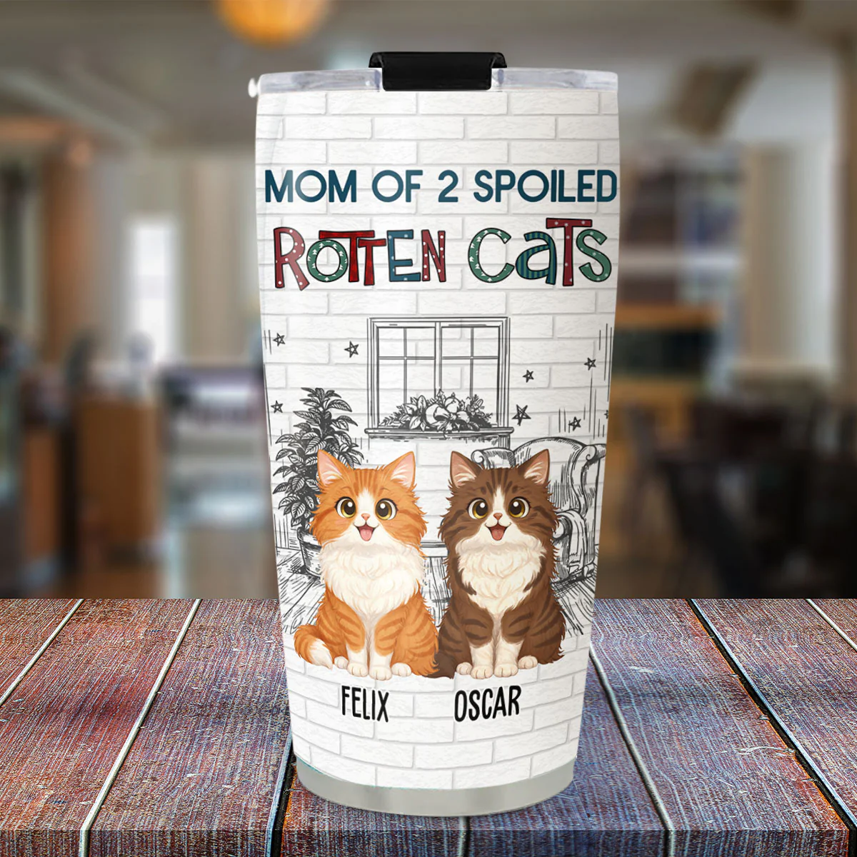 Funny Mom Dad Storybook Cat - Personalized Custom Tumbler - Image 2