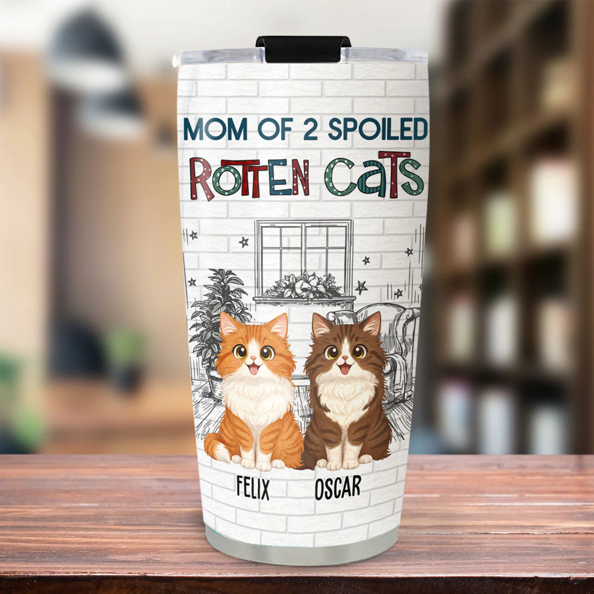 Funny Mom Dad Storybook Cat - Personalized Custom Tumbler - Image 3