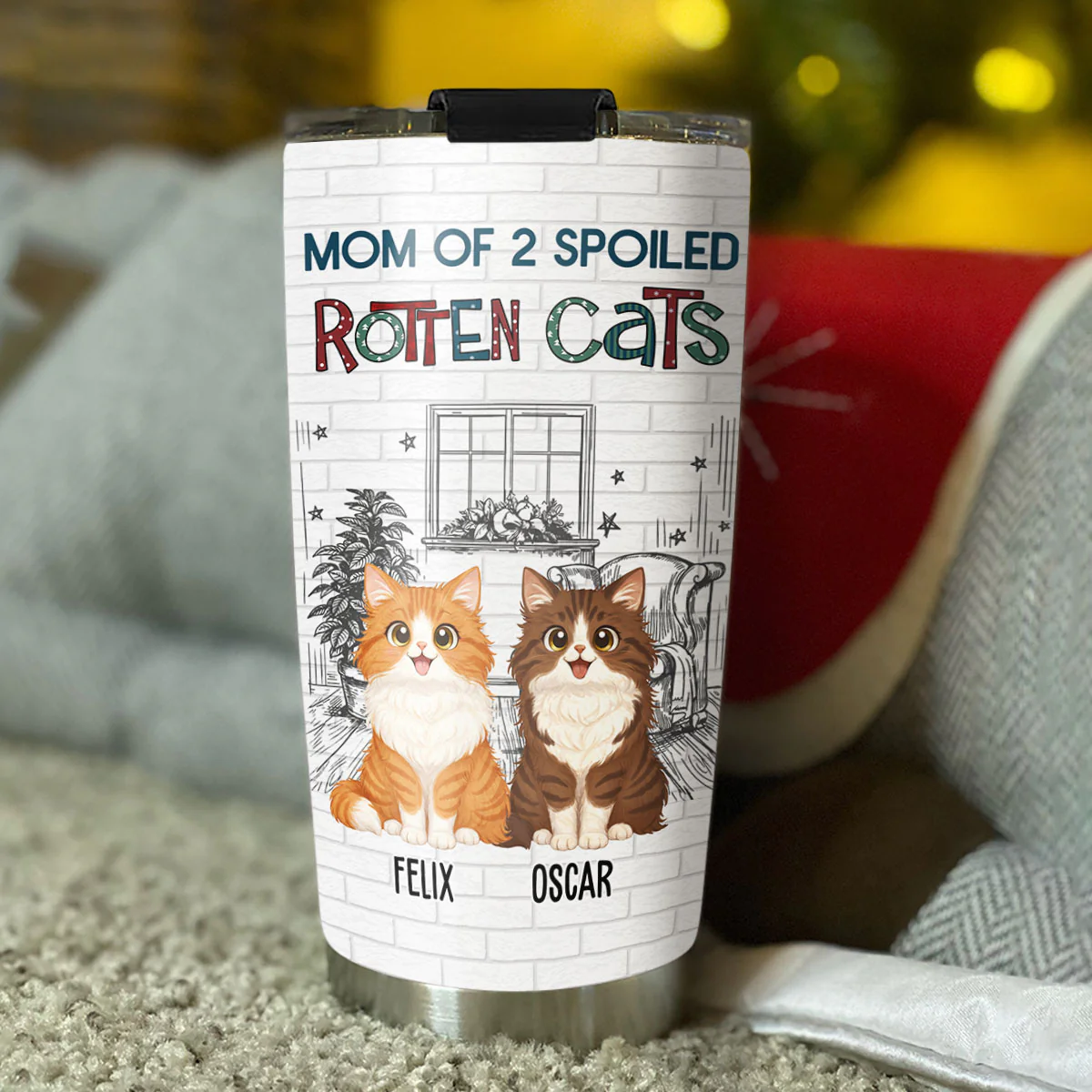 Funny Mom Dad Storybook Cat - Personalized Custom Tumbler - Image 5