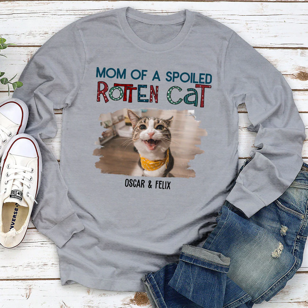  Funny Mom Dad Storybook Cat Photo - Personalized Custom Long Sleeve T-Shirt